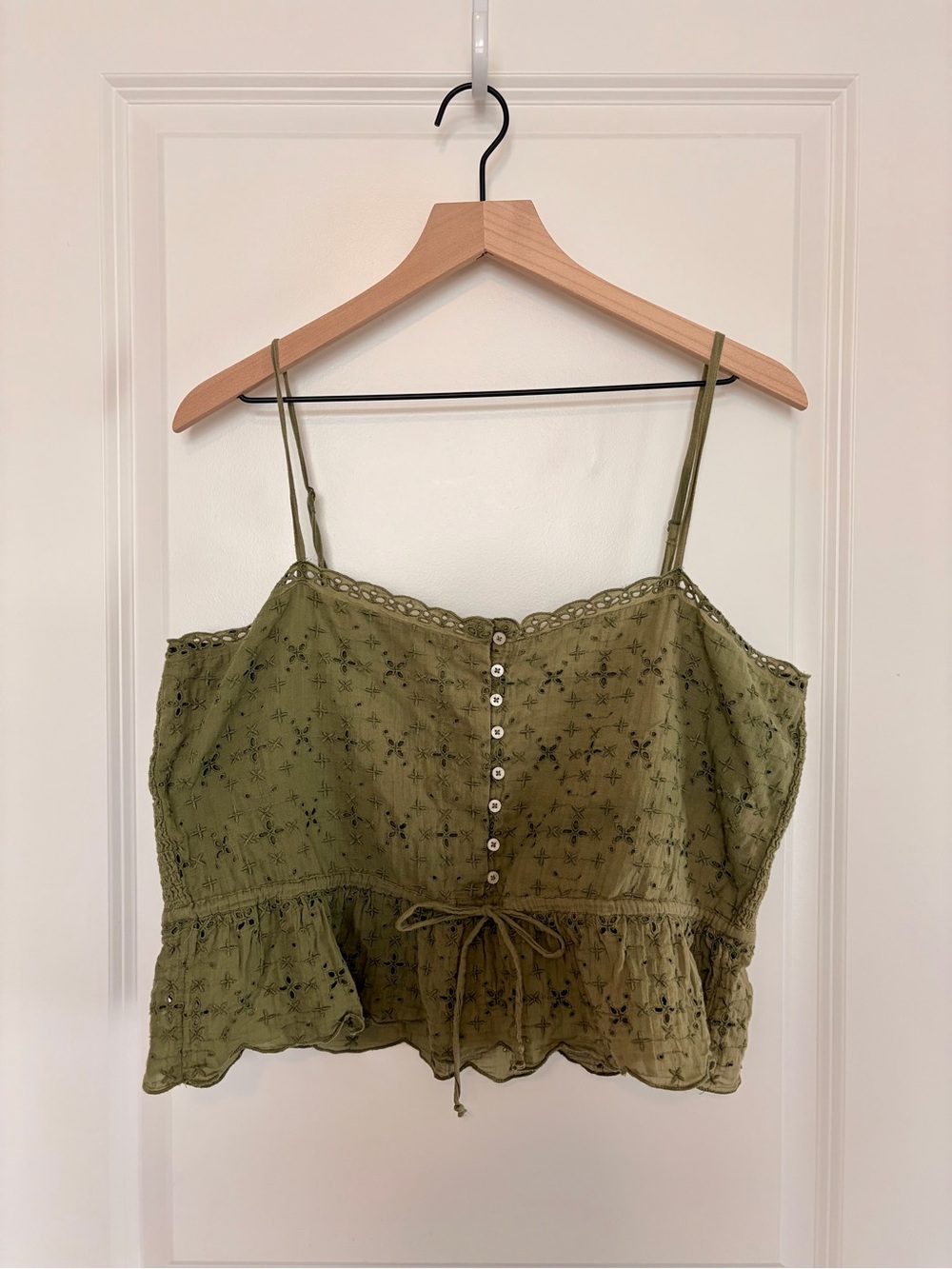 aerie Olive Eyelet Button-Front Camisole
